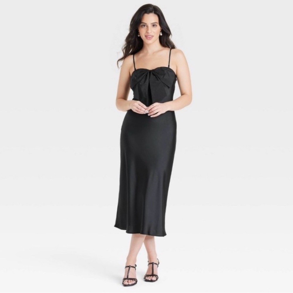 A New Day Bow Midi Shift Dress